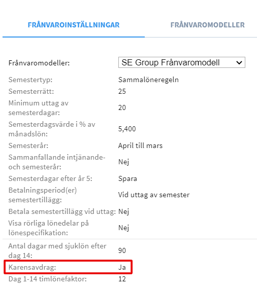 Karensavdrag Visma Nmbrs Sverige